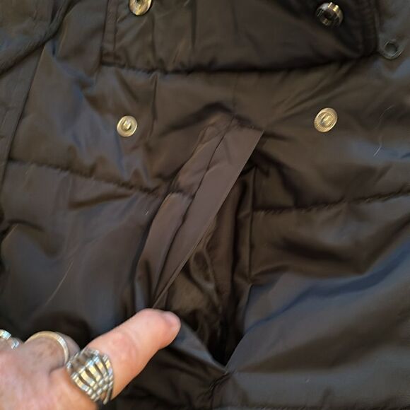 Black Quilted Coat Insulated Winter Trench Puffer Womens Large - Picture 8 of 15